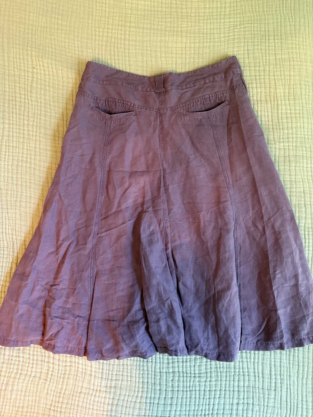 Principles Petite Womens Size 10 Purple Linen Blend Cargo A-Line Midi Skirt Pock
